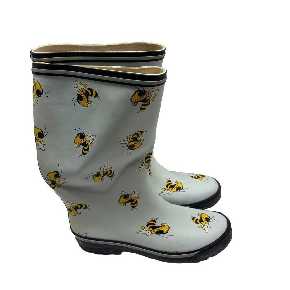 Cambou Rain Boots Georgia Tech Yellow Jackets Buzz All Over Print Size 7